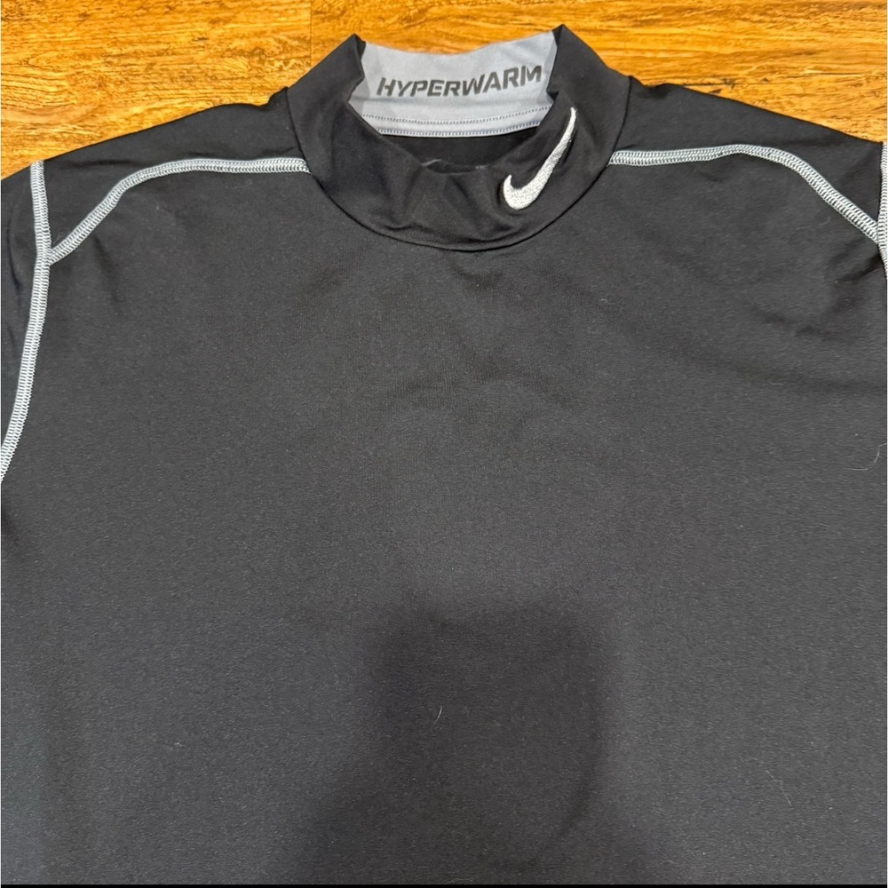 Nike Pro Combat Hyperwarm Fitted Mock Neck Swoosh Logo Thermal‎ T Shirt Men's L
